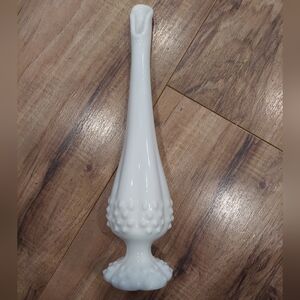 Vintage Fenton White Milk Glass Hobnail Swung Vase 10.75" Height